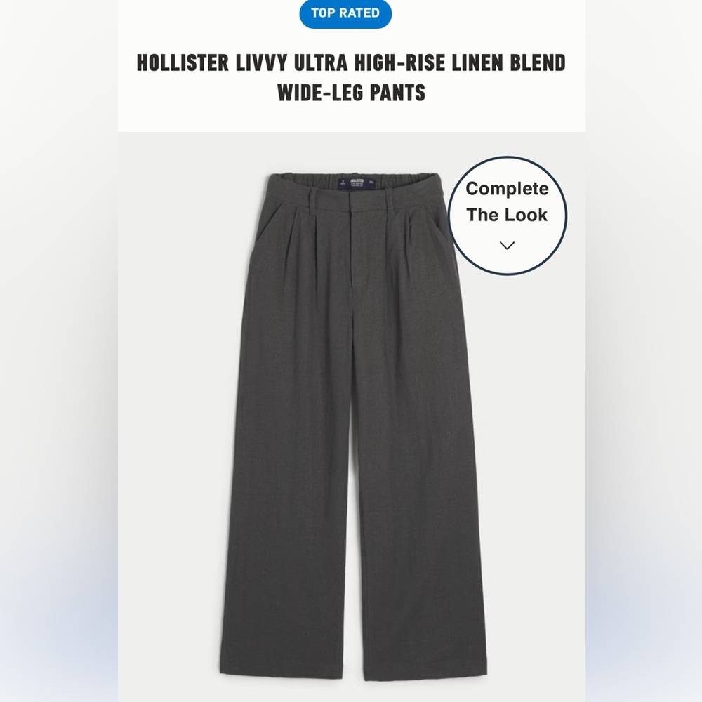 HOLLISTER LIVVY ULTRA HIGH-RISE LINEN BLEND WIDE-LEG PANTS